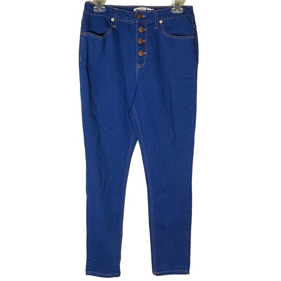 No Boundaries size 13 stretch jeans 4 button closure dark blue with gold 11" ris - Picture 1 of 13